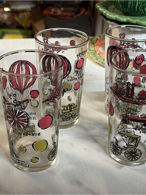 Retro Travel Glasses Set - mid century modern at its best!